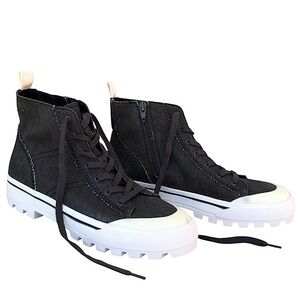 Lucky Brand Eisley Canvas Black Wash High Top Side zipper Sneaker Shoes 9M/40